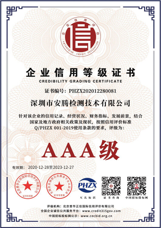 AAA级企业信用等级